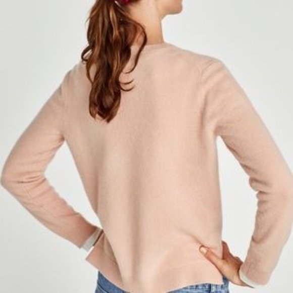 Zara -  Roundneck 100% Cashmere Knit Sweater Limited Edition Pink Nude Size L - Picture 14 of 17